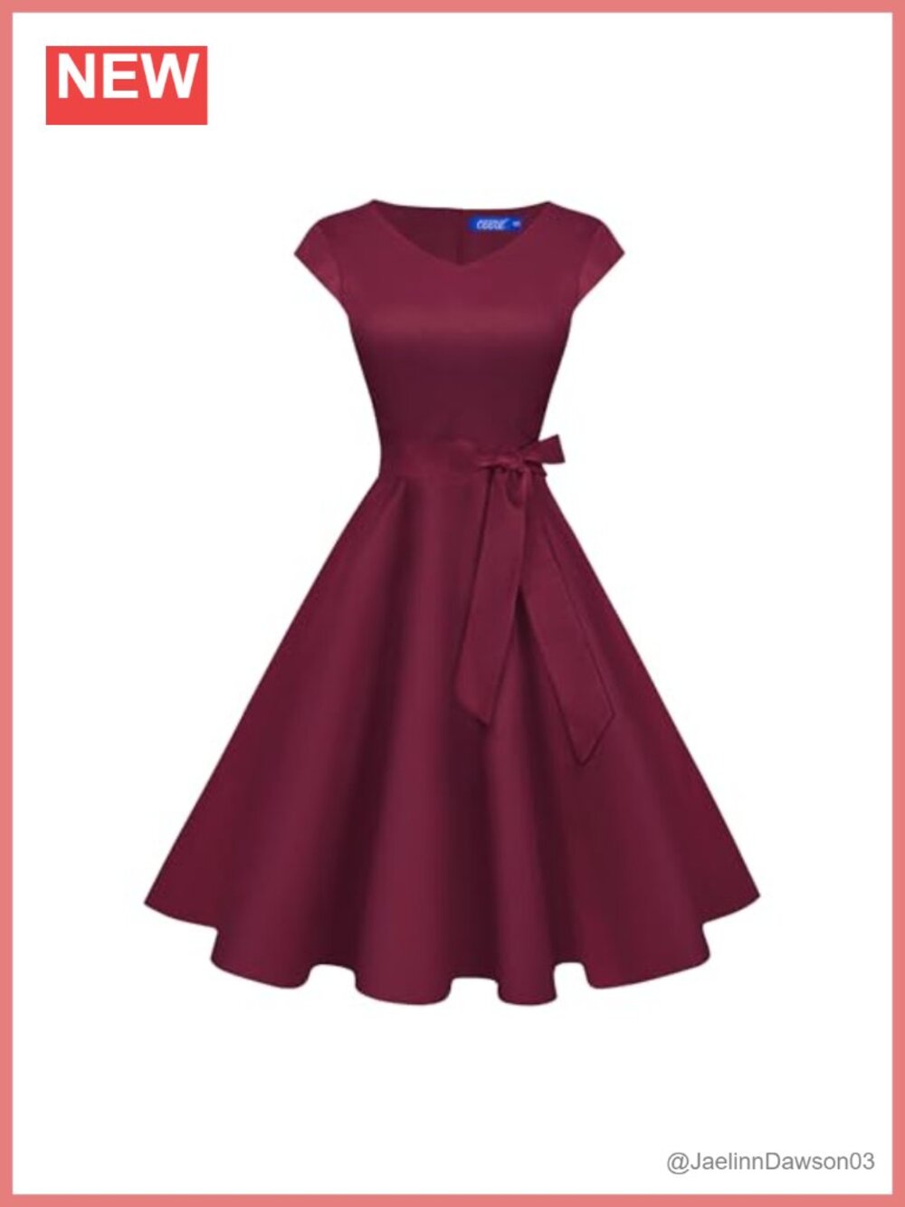OBBUE Women's Cocktail Dress V Neck 1950s Retro Swing Dress